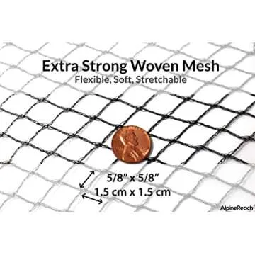 AlpineReach Garden Netting 7.5 x 65 ft Heavy Duty Bird Net, Deer, Plant Protection Extra Strong Woven Mesh, Reusable Kit with Zip Ties, Animal Fencing for Fruits Trees, Black