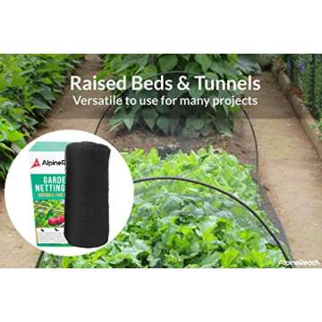 AlpineReach Garden Netting 7.5 x 65 ft Heavy Duty Bird Net, Deer, Plant Protection Extra Strong Woven Mesh, Reusable Kit with Zip Ties, Animal Fencing for Fruits Trees, Black