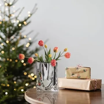Stylish Silver Crinkle Paper Vase for Home Decor