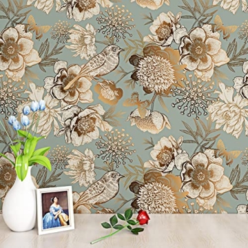 Vintage Gold Floral Wallpaper for Stylish Home Decor