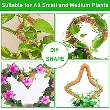 2 Pack 45" Bendable Moss Pole for Climbing Plants, Monstera Moss Poles Coco Coir Plant Stakes, Slim Moss Stick, Potted Plants Support Stakes, Perfect for Small Medium Climbing Plant Growth Indoor