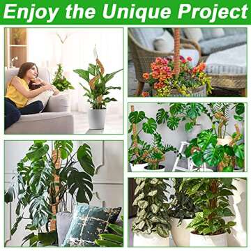 2 Pack 45" Bendable Moss Pole for Climbing Plants, Monstera Moss Poles Coco Coir Plant Stakes, Slim Moss Stick, Potted Plants Support Stakes, Perfect for Small Medium Climbing Plant Growth Indoor