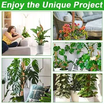 2 Pack 45" Bendable Moss Pole for Climbing Plants, Monstera Moss Poles Coco Coir Plant Stakes, Slim Moss Stick, Potted Plants Support Stakes, Perfect for Small Medium Climbing Plant Growth Indoor