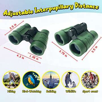 ESSENSON Binoculars for Kids Toy Gift for 3 4 5 6 7 8+ Year Old Boys Girls Kids Telescope Outdoor Toys for Sports and Outside Play Hiking, Bird Watching, Travel, Camping, Birthday Presents(Green)