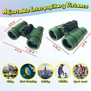 ESSENSON Binoculars for Kids Toy Gift for 3 4 5 6 7 8+ Year Old Boys Girls Kids Telescope Outdoor Toys for Sports and Outside Play Hiking, Bird Watching, Travel, Camping, Birthday Presents(Green)