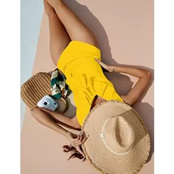 Blooming Jelly Women's Tummy Control Swimsuits Slimming Yellow Swimsuits for Women(Medium,Yellow)