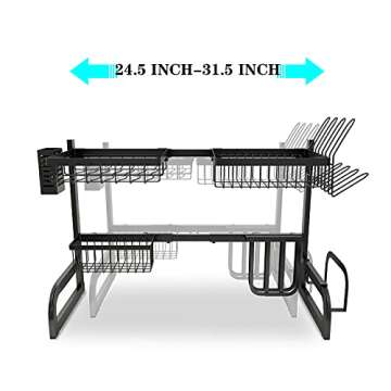 Adjustable Over Sink Dish Drying Rack for Kitchen Organization