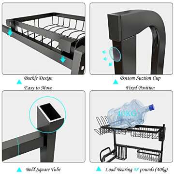 Adjustable Over Sink Dish Drying Rack for Kitchen Organization