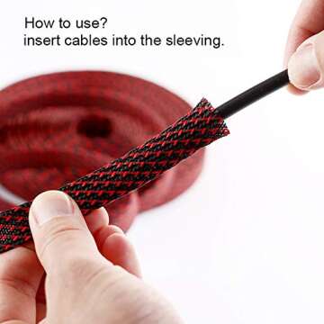 25ft PET Expandable Braided Sleeving - BlackRed Selection