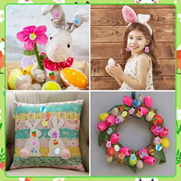 200 Pcs Easter Buttons for Crafts - Wooden Egg Rabbit Carrot Tulip Flowers Shaped Buttons Wood Easter Spring Buttons for Sewing Clothes Accessories Scrapbooking DIY Decorative Embellishments (1 in)