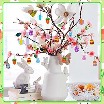 200 Pcs Easter Buttons for Crafts - Wooden Egg Rabbit Carrot Tulip Flowers Shaped Buttons Wood Easter Spring Buttons for Sewing Clothes Accessories Scrapbooking DIY Decorative Embellishments (1 in)