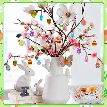 200 Pcs Easter Buttons for Crafts - Wooden Egg Rabbit Carrot Tulip Flowers Shaped Buttons Wood Easter Spring Buttons for Sewing Clothes Accessories Scrapbooking DIY Decorative Embellishments (1 in)