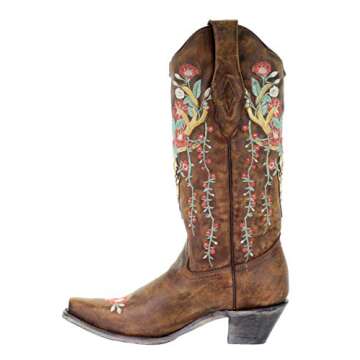 Corral A3652 Tan Deer Skull Overlay and Floral Embroidered Boots