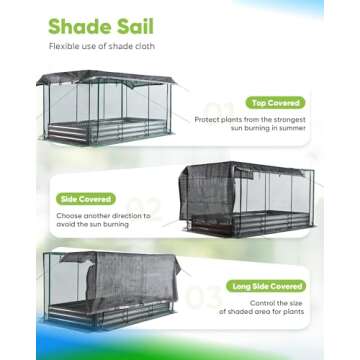 Quictent Galvanized Raised Garden Bed with Crop Cage Plant Protection Net Tent and Shade Cloth Kit M...