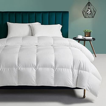 TOPGREEN Organic Feather Down Comforter King, All-Season Soft and Fluffy