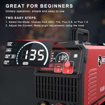 BESTMIG 135A MIG Welder - 3-in-1 Flux Core Welder, MIG/Lift TIG/Stick Welding Machine - Portable IGB...