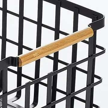 mDesign Wire Storage Basket with Wood Handles for Organization