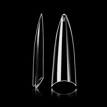VIVACE 2PACK Natural/Clear Long Stiletto 500 Artificial Fake Gel Nail Tips (Total 1000Tips) 10Sizes For Nail Salon Nail Shop (28510/28512) (Long Stiletto)
