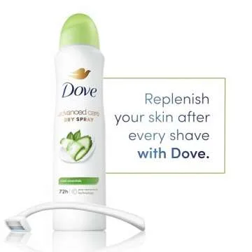 Dove Advanced Care Antiperspirant Deodorant Dry Spray Cool Essentials 4 Count Antiperspirant deodorant for helping your skin barrier repair after shaving With Pro Ceramide Technology 3.8 oz