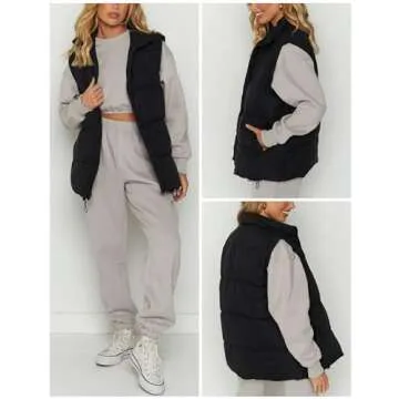 Huaqiao Women's Lightweight Quilted Puffer Vest - Stylish and Comfortable Outerwear for Winter