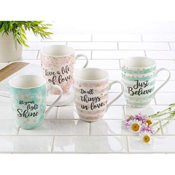 Gold Foiled Motivational Coffee Mug Just Believe Mint Green, 11oz