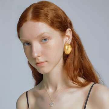 FILMOON Golden Seashell Earrings Chunky Drop Earrings for Women Statement Summer Fashion Jewelry