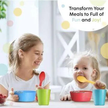 Plaskidy Kids Cups, Set of 12 Kids Plastic Cups, 8 oz Plastic Cups, Unbreakable, Reusable Cups, Dishwasher Safe, BPA-Free, Great Cups for Kids Bright Colored Kids Tumblers