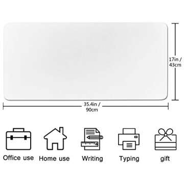 Desk Pad Protector Office Desk Mat, BUBM Waterproof PU Leather Desk Writing Mat Laptop Large Mouse Pad Desk Blotters Desk Decor for Office Home, 35.4" x 17" White