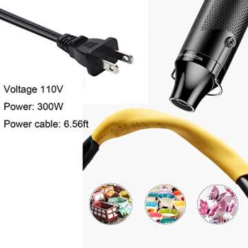 Heat Gun for crafts, 6.6ft Cable 300W 110V Portable Hot Air Gun for DIY Craft Embossing, Shrink Wrap...