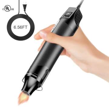 Heat Gun for crafts, 6.6ft Cable 300W 110V Portable Hot Air Gun for DIY Craft Embossing, Shrink Wrapping PVC, Drying Paint, Clay, Rubber Stamp, Multi Function Hand-hold Heat Tools