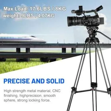 Video Tripod, COMAN 74" Professional Heavy Duty Camera Tripods with Quick Release Plate and 360° Fluid Head, Tall Travel Tripod Stand for DSLR, Camcorder, Aluminum Twin Tube Leg, Max Load:17.6lbs/8Kg