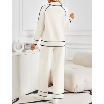 ZESICA Cozy Two Piece Outfit with Turtleneck and Wide Legs