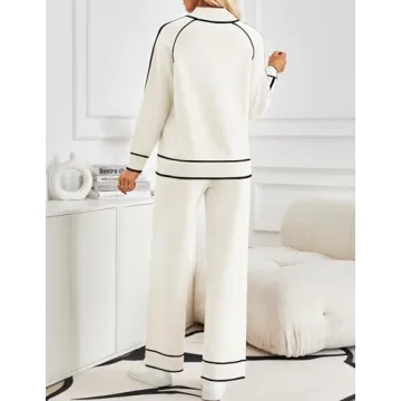 ZESICA Cozy Two Piece Outfit with Turtleneck and Wide Legs