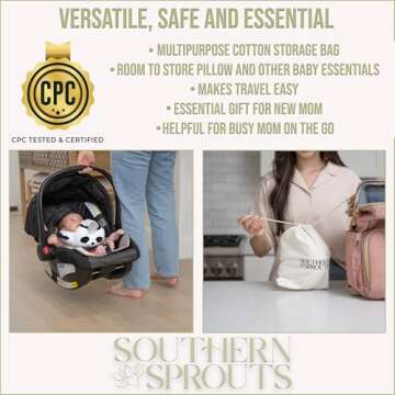 Self Feeding Baby Bottle Holder Cushion - Adjustable Hands Free Bottle Propper for Baby Boy & Girl- Portable Soft Bottle Feeding Pillow for Newborn with Side Handles & Cotton Storage Bag