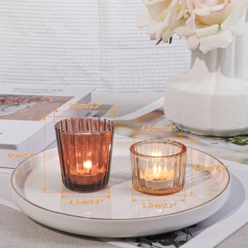 KTNSTSAAL 12PCS Brown Glass Votive Candle Holders Elegant Decor