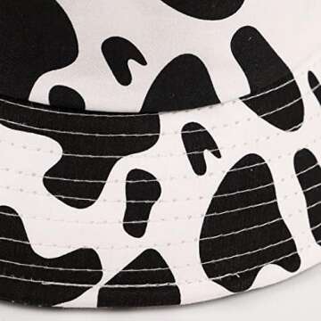 Cow Print Bucket Hat with Horns - Summer Style & UV Protection