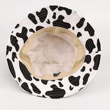 Cow Print Bucket Hat with Horns - Summer Style & UV Protection