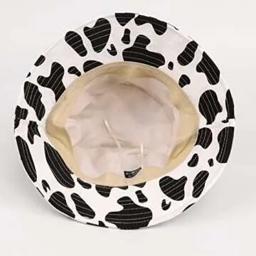 Cow Print Bucket Hat with Horns - Summer Style & UV Protection