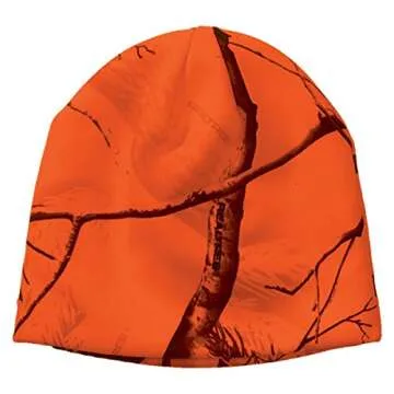 Realtree Licensed Camo Knit Hunting Beanie for Outdoor Adventures (Blaze Orange)