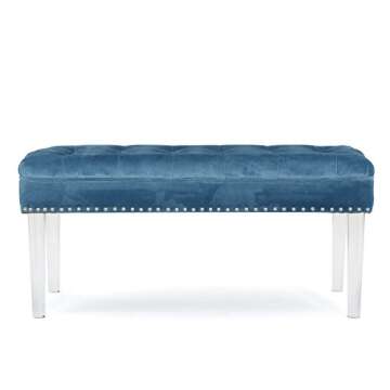 Christopher Knight Home Beatrix Velvet Ottoman, Aqua