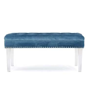 Christopher Knight Home Beatrix Velvet Ottoman, Aqua