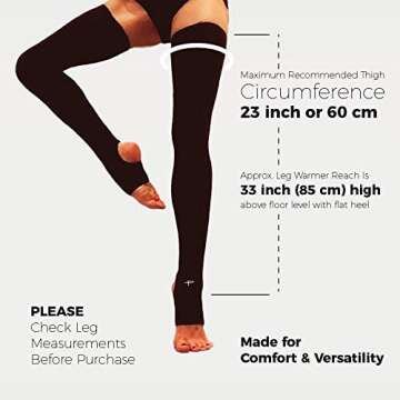 Thigh High Leg Warmers for Women - Pole Dance, Yoga Thigh High Socks to Warm Up Black