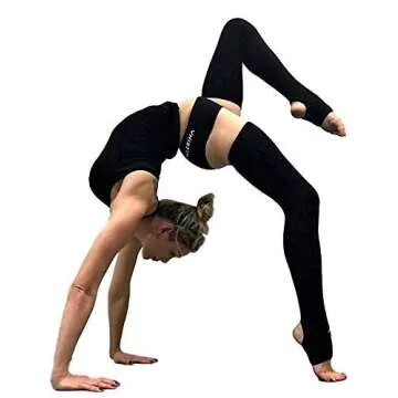 Thigh High Leg Warmers for Women - Pole Dance, Yoga Thigh High Socks to Warm Up Black