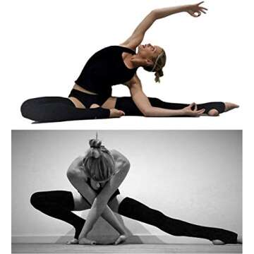 Thigh High Leg Warmers for Women - Pole Dance, Yoga Thigh High Socks to Warm Up Black