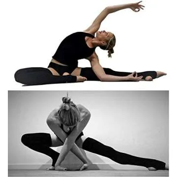 Thigh High Leg Warmers for Women - Pole Dance, Yoga Thigh High Socks to Warm Up Black