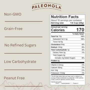 Paleonola Grain Free Gluten Free Non-GMO Granola, Chocolate Fix Flavor - Pack of 2, 10 Oz. ea.
