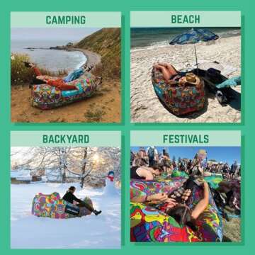 Chillbo Shwaggins Inflatable Couch – Cool Inflatable Lounger Easy Setup is Perfect for Beach Gear, Camping Fun and Festival Accessories.