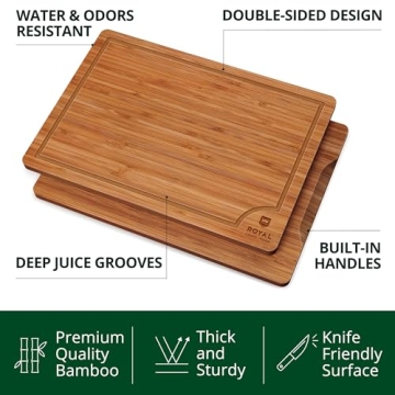 Royal Craft Wood Cutting Boards Set - Bamboo Kitchen Prep