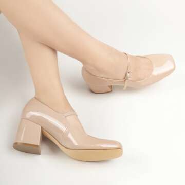 Stylish JENN ARDOR Block Heels - Comfortable Mary Jane Pumps for Women