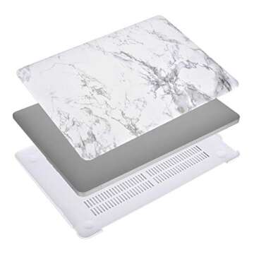 MOSISO Compatible with MacBook Air 13 inch Case 2022 2021 2020 2019 2018 Release A2337 M1 A2179 A1932 Retina Display Touch ID, Plastic Pattern Hard Shell&Keyboard Cover&Screen Protector, White Marble